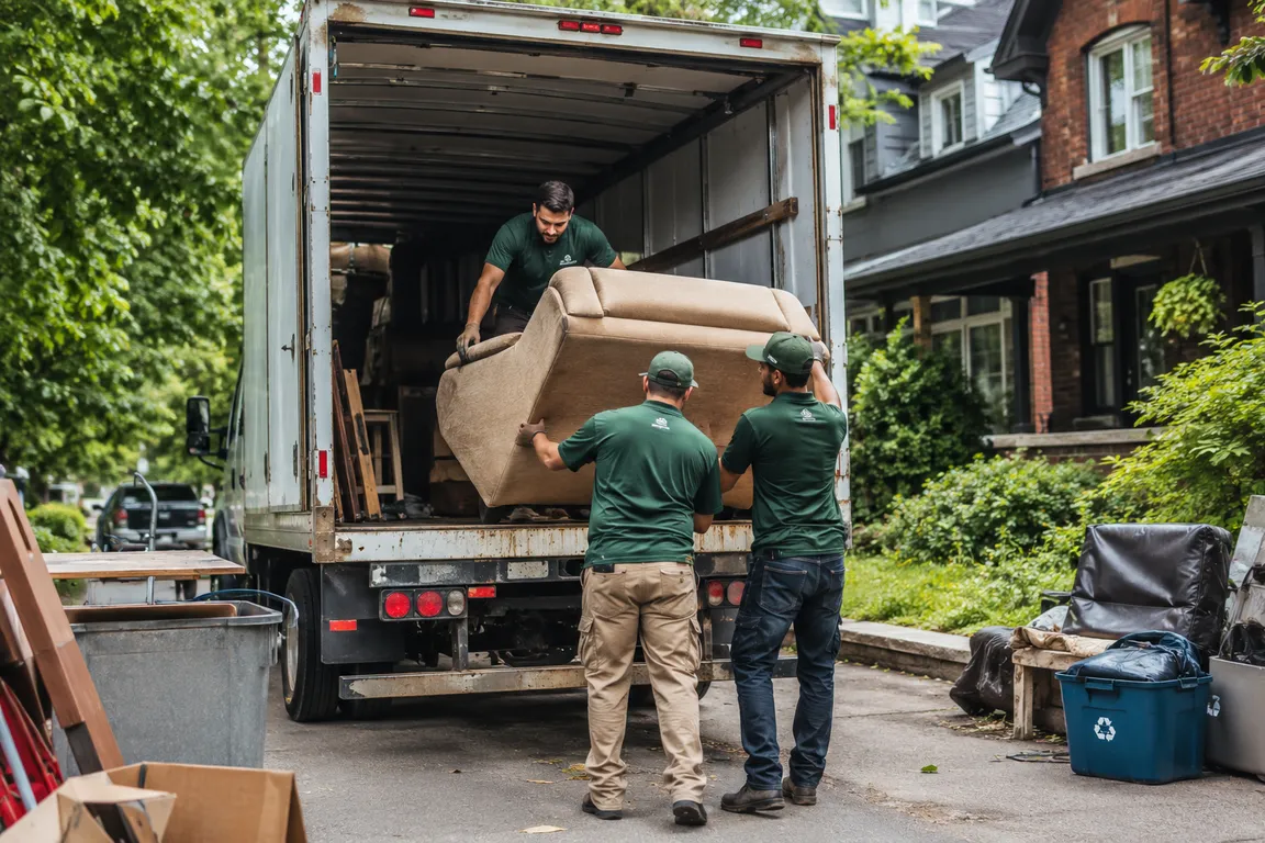 Junk removal crew cleaning a residential property in Toronto