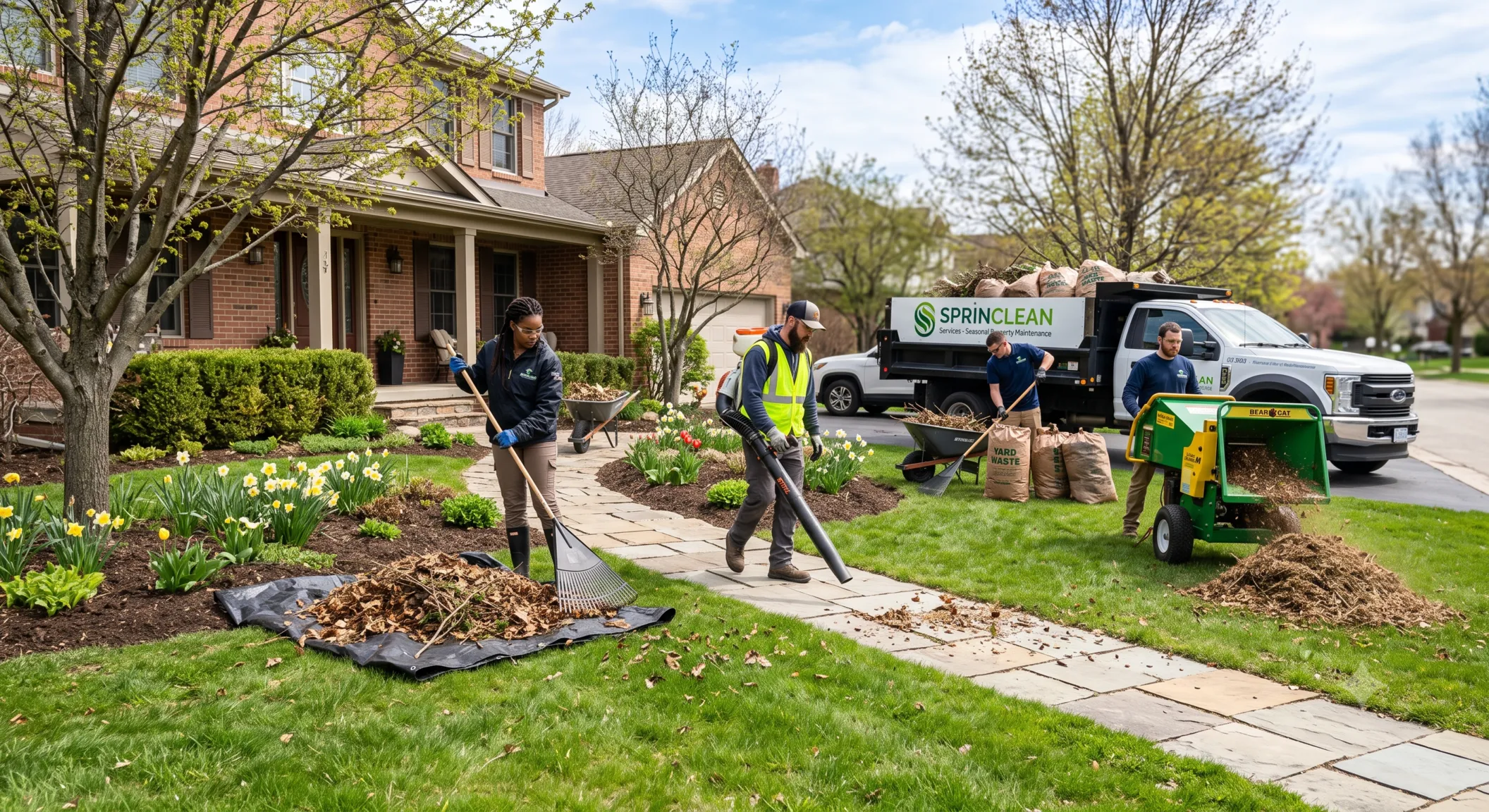 Spring cleanup crew removing debris and unwanted items